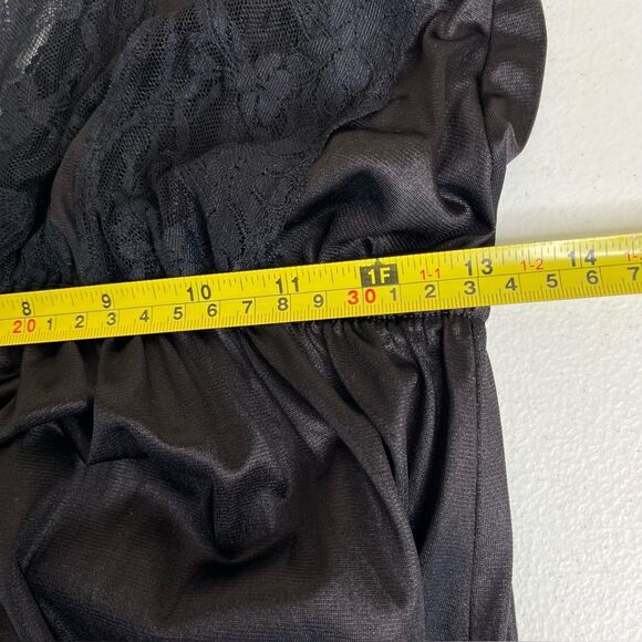 Vintage Texsheen Black Lace Nylon Long Nightgown Peignoir Chemise Women Small - Picture 11 of 14